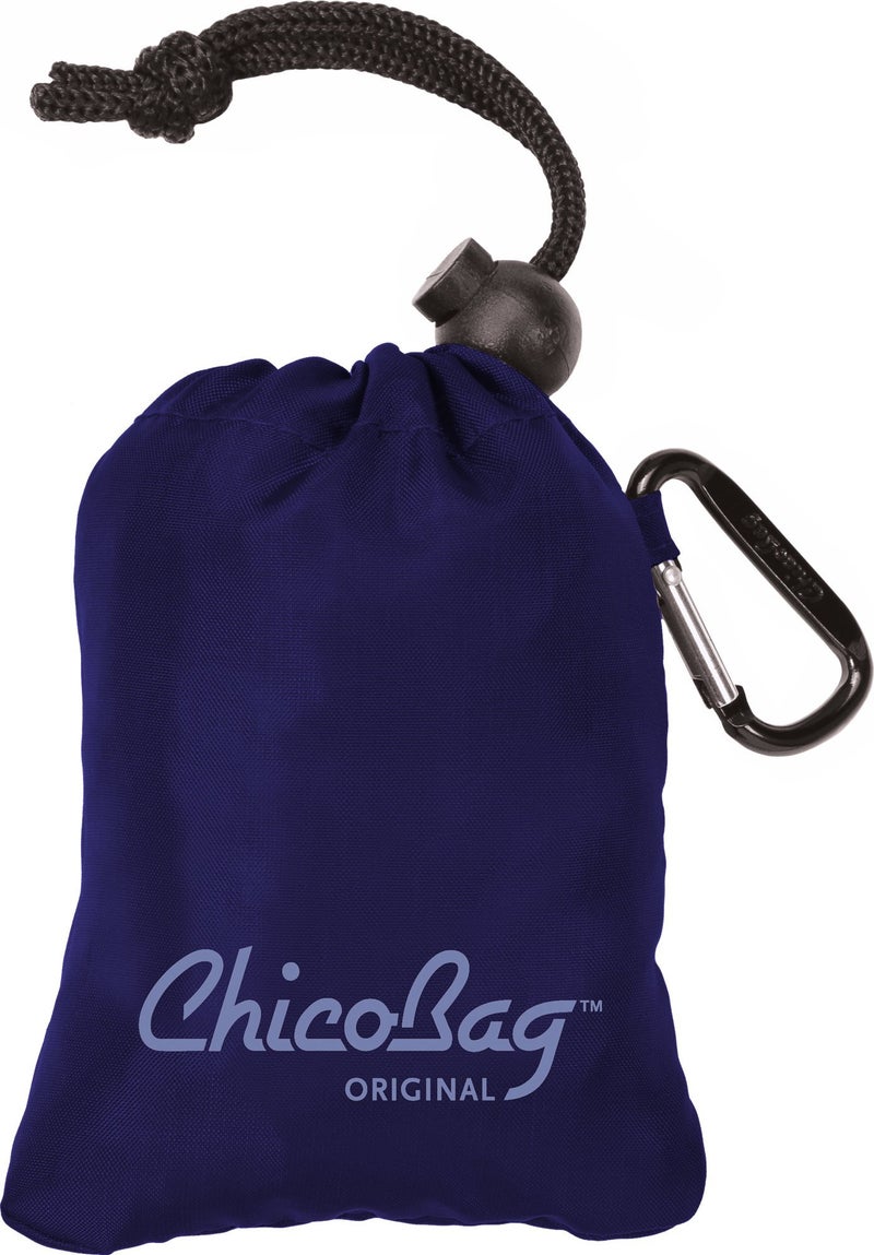 ChicoBag Original Compact Reusable Grocery Bag w/Attached Pouch and Carabiner Clip | Perfect for Shopping, Travel, Organization | Eco-Conscious Packable Tote | Mazarine Blue (Pack of 1) - Image 2